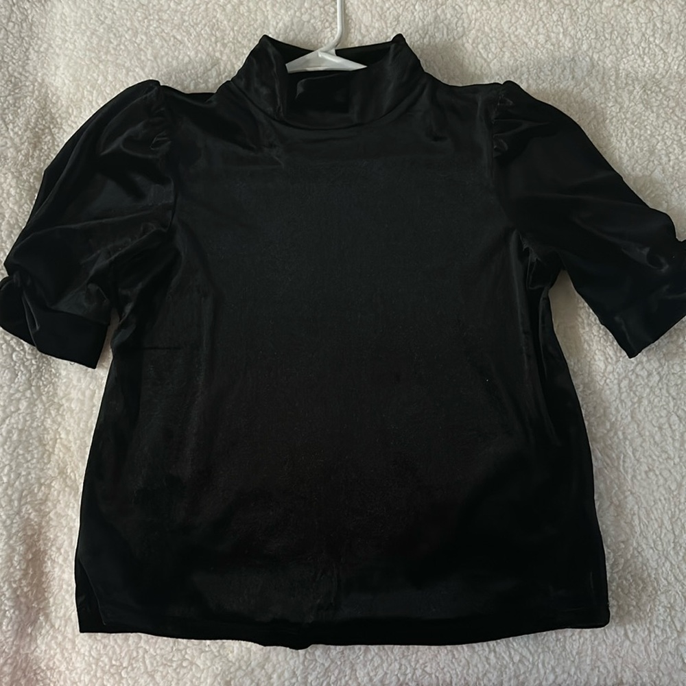 women's velvet crewneck blouse